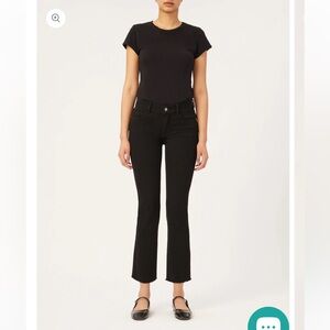DL1961 Mara Straight Mid Rise Instasculpt Ankle Jeans Black Peached Raw